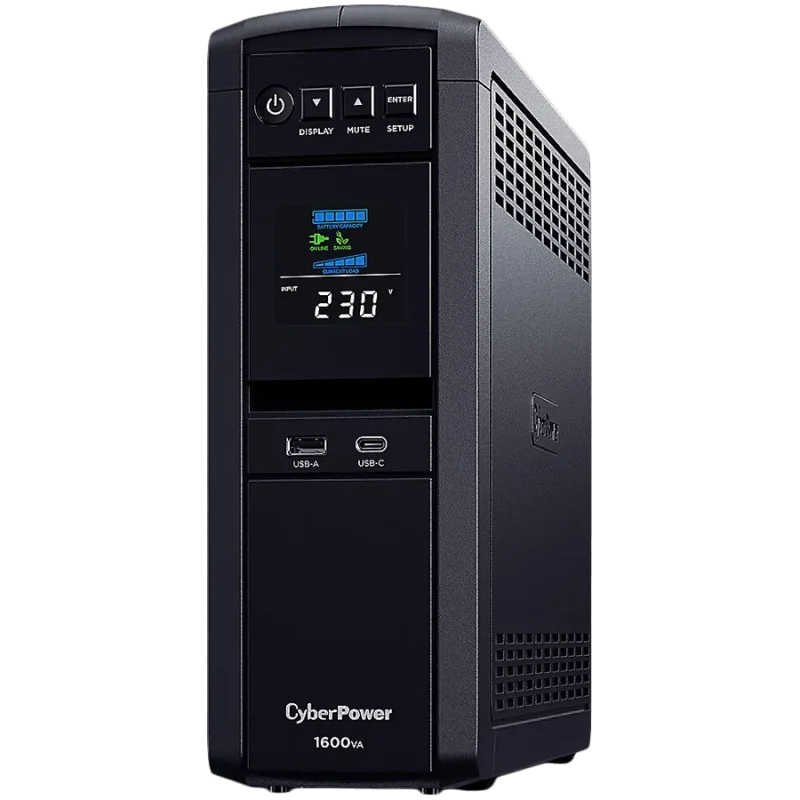CyberPower UPS AVR,1600VA/1000W, Line-Interactive, LCD display, Sine Wave output (for Active PFC ), 6x Schuko, Runtime at 500W (