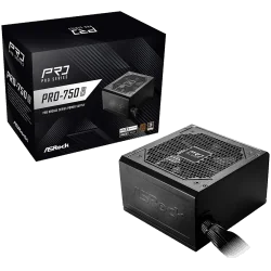 Asrock PRO-750B, 750W, 80 Plus BRONZE, Non Modular PSU, 1x EPS 12V CPU(4+4pin), 2x PCIe (6+2pin), 2x 4-pin connectors, 4x SATA, 