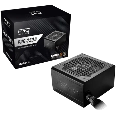 Asrock PRO-750B, 750W, 80 Plus BRONZE, Non Modular PSU, 1x EPS 12V CPU(4+4pin), 2x PCIe (6+2pin), 2x 4-pin connectors, 4x SATA, 
