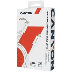CANYON UC-42, cable, U4-CC-5A2M-E, USB4 TYPE-C to TYPE-C cable assembly 20G 2m 5A 240W(ERP) with E-MARK, CE, ROHS, white - 2