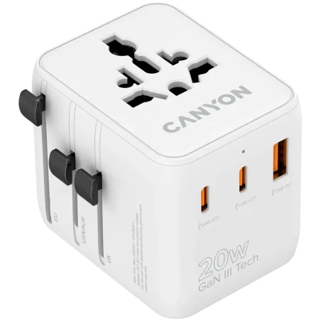 CANYON Travel Adapter OnTour 20 EU/UK/US/AUS 20W&nbsp; White - 1