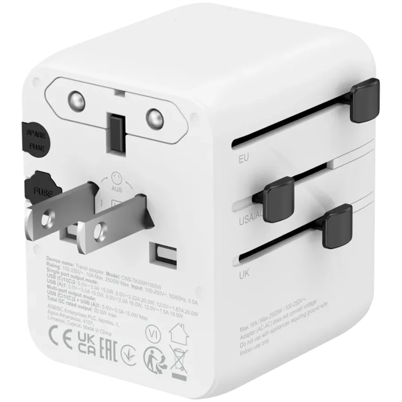 CANYON Travel Adapter OnTour 20 EU/UK/US/AUS 20W&nbsp; White - 1