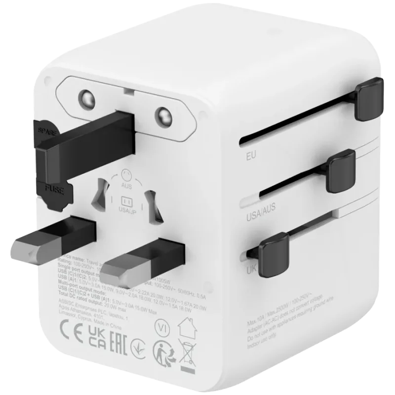 CANYON Travel Adapter OnTour 20 EU/UK/US/AUS 20W&nbsp; White - 1