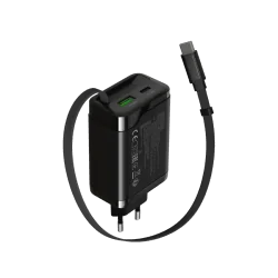 CANYON charger OnCharge 65RC Build-In Cable USB-C 65W 1xPD 1xQC EU Black - 2