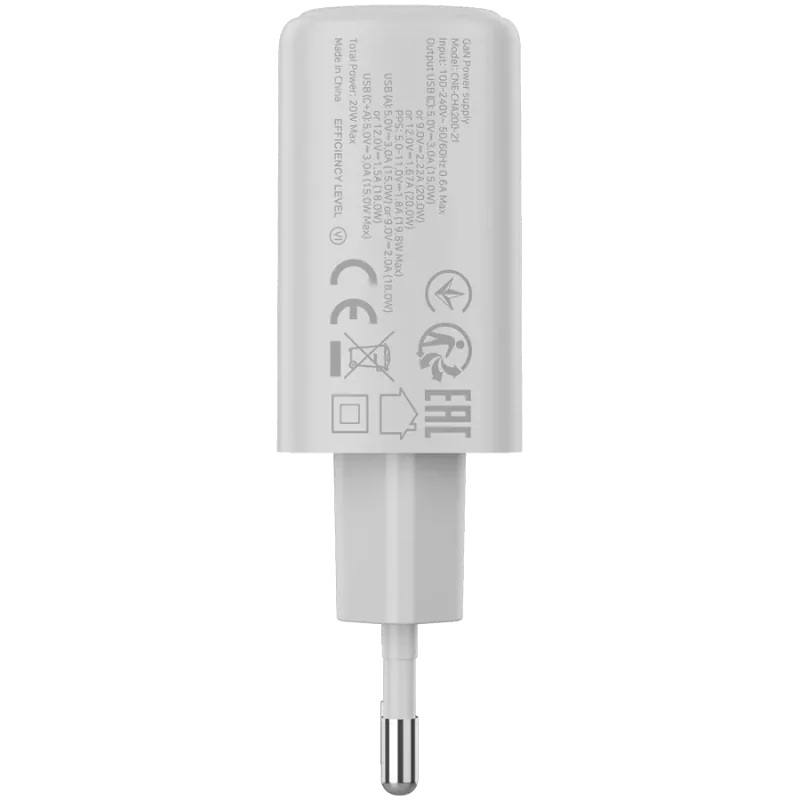 CANYON charger OnCharge 200 20W 1xPD 1xQC EU White - 1