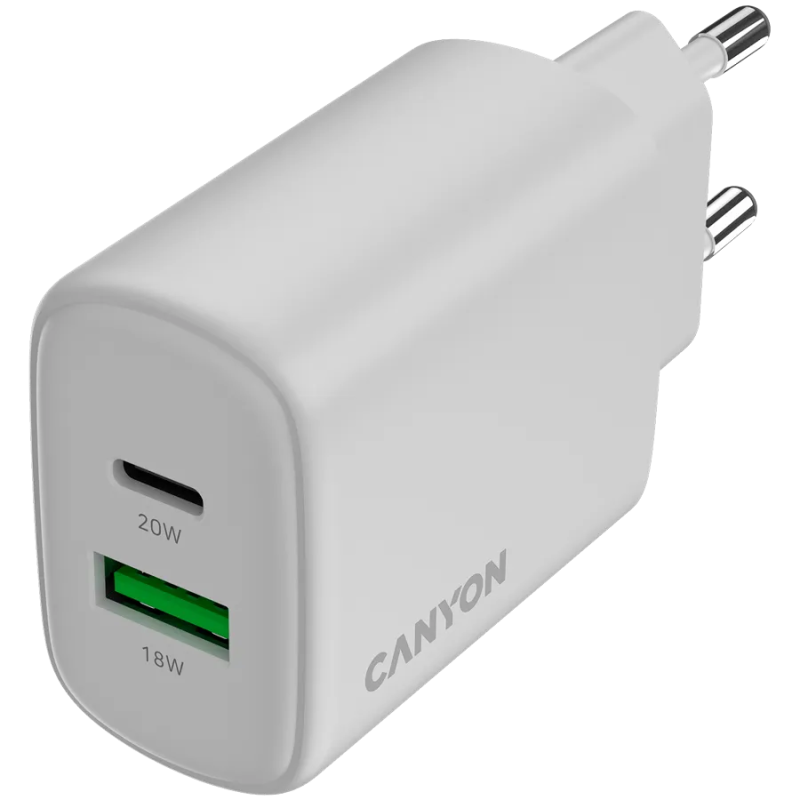 CANYON charger OnCharge 200 20W 1xPD 1xQC EU White - 1