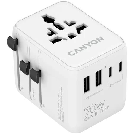 CANYON Travel Adapter OnTour 70 EU/UK/US/AUS 70W White - 1