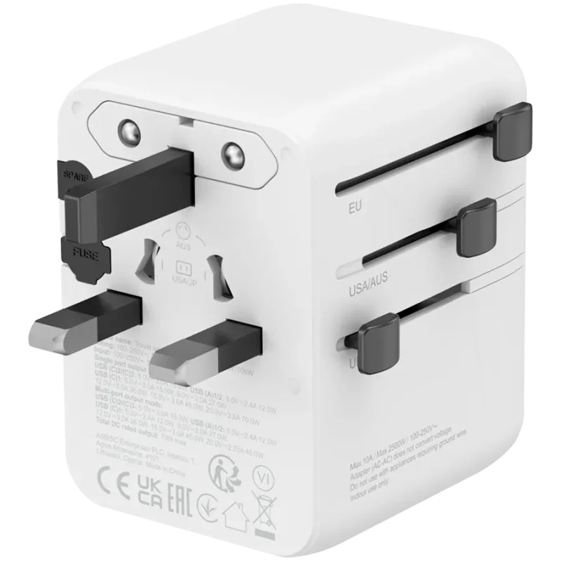 CANYON Travel Adapter OnTour 70 EU/UK/US/AUS 70W White - 1