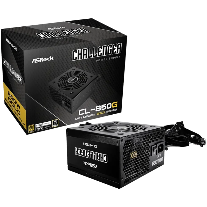 Asrock CL-850G, 850W, 80 Plus GOLD, Non Modular PSU, 2x EPS 12V CPU(4+4pin), 4x PCIe (6+2pin), 2x 4-pin connectors, 4x SATA, OCP