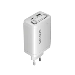 CANYON charger OnCharge 65RC Build-In Cable USB-C 65W 1xPD 1xQC EU White - 3