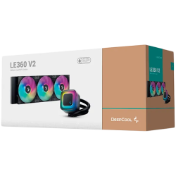 DeepCool LE360 V2, 360mm CPU Liquid Cooler, 3x120mm PWM ARGB Fans, ARGB block, Black, LGA1851/1700/1200/1151/1150/1155, AMD AM5/