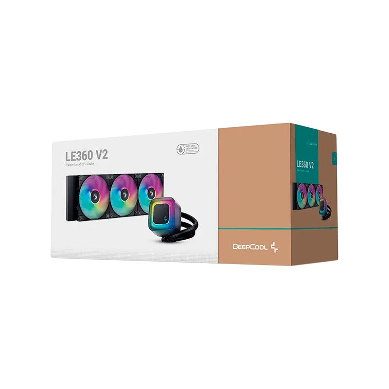 DeepCool LE360 V2, 360mm CPU Liquid Cooler, 3x120mm PWM ARGB Fans, ARGB block, Black, LGA1851/1700/1200/1151/1150/1155, AMD AM5/