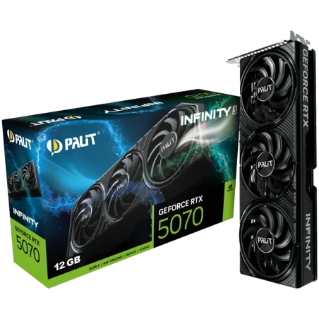 PALIT GeForce RTX 5070 Infinity 3 12GB GDDR7 192 bit, 1x HDMI 2.1b, 3x DP 2.1b, 3 Fan, 1x 16-pin pwr connector, 650W, board size