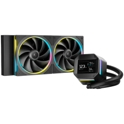 DeepCool LM240, 240mm CPU Liquid Cooler, 2.4" LCD screen, 2x120mm FL12 SE ARGB PWM Fans, Fluid Dynamic Bearing, Black, Intel LGA