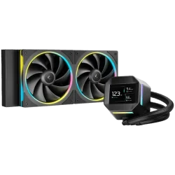 DeepCool LM240, 240mm CPU Liquid Cooler, 2.4" LCD screen, 2x120mm FL12 SE ARGB PWM Fans, Fluid Dynamic Bearing, Black, Intel LGA