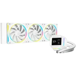 DeepCool LM360 WH, 360mm CPU Liquid Cooler, 2.4" LCD screen, 3x120mm FL12 SE ARGB PWM Fans, Fluid Dynamic Bearing, White, Intel 