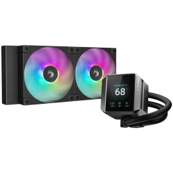 DeepCool MYSTIQUE 240 ARGB, 240mm CPU Liquid Cooler, 2.8" LCD screen, 2x120mm PWM ARGB Fans, Fluid Dynamic Bearing, Black, Intel