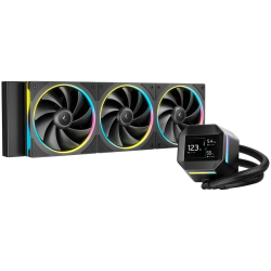 DeepCool LM360, 360mm CPU Liquid Cooler, 2.4" LCD screen, 3x120mm FL12 SE ARGB PWM Fans, Fluid Dynamic Bearing, Black, Intel LGA