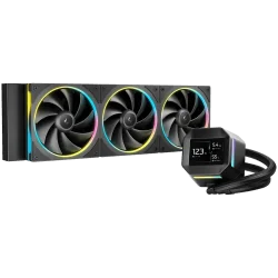 DeepCool LM360, 360mm CPU Liquid Cooler, 2.4" LCD screen, 3x120mm FL12 SE ARGB PWM Fans, Fluid Dynamic Bearing, Black, Intel LGA