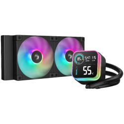 DeepCool LQ240, 240mm CPU Liquid Cooler, 2x120mm ARGB PWM Fans, LED Screen, Anti-Leak Technology, Black, LGA1851/1700/1200/1151/