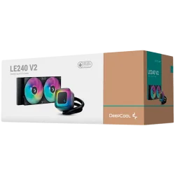 DeepCool LE240 V2, 240mm CPU Liquid Cooler, 2x120mm PWM ARGB Fans, ARGB block, Black, LGA1851/1700/1200/1151/1150/1155, AMD AM5/