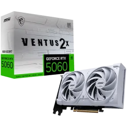MSI Video Card NVIDIA GeForce RTX 5060 8G VENTUS 2X OC WHITE, 8GB GDDR7, 128-bit, 2535 MHz Boost, 3840 CUDA Cores, PCIe 5.0 (x8)