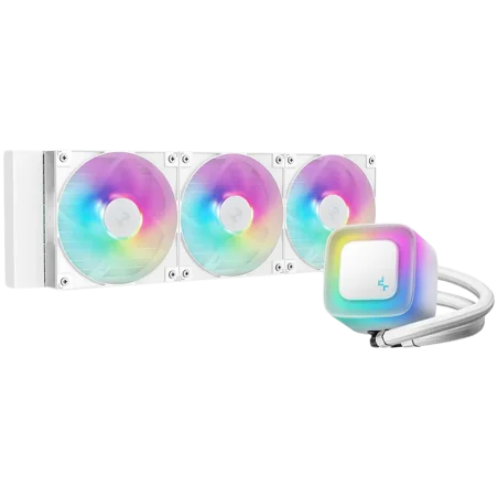 DeepCool LE360 WH V2, 360mm CPU Liquid Cooler, 3x120mm PWM ARGB Fans, ARGB block, White, LGA1851/1700/1200/1151/1150/1155, AMD A