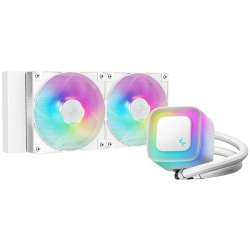 DeepCool LE240 WH V2, 240mm CPU Liquid Cooler, 2x120mm PWM ARGB Fans, ARGB block, White, LGA1851/1700/1200/1151/1150/1155, AMD A