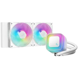 DeepCool LE240 WH V2, 240mm CPU Liquid Cooler, 2x120mm PWM ARGB Fans, ARGB block, White, LGA1851/1700/1200/1151/1150/1155, AMD A