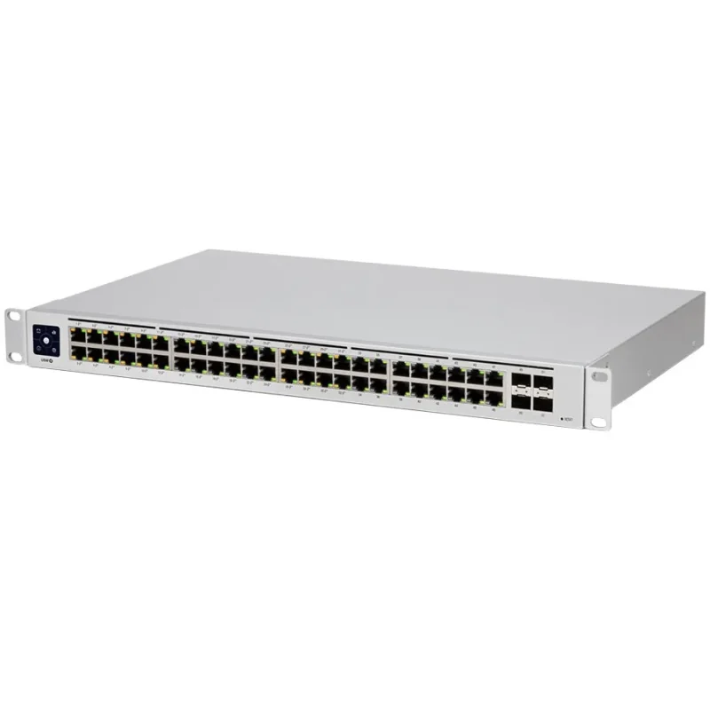 Ubiquiti USW-48-PoE, Layer 2 PoE switch, 32 x GbE PoE+, 16 x GbE ports, 4 x 1G SFP ports, 195W total PoE Power, Fanless, silent 