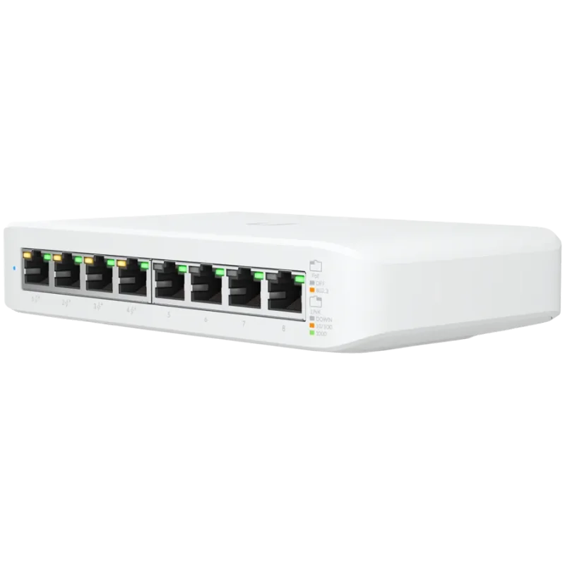 UBIQUITI Lite 8 PoE (4) GbE PoE+, (4) GbE ports 52W total PoE availability Wall mountable. - 1