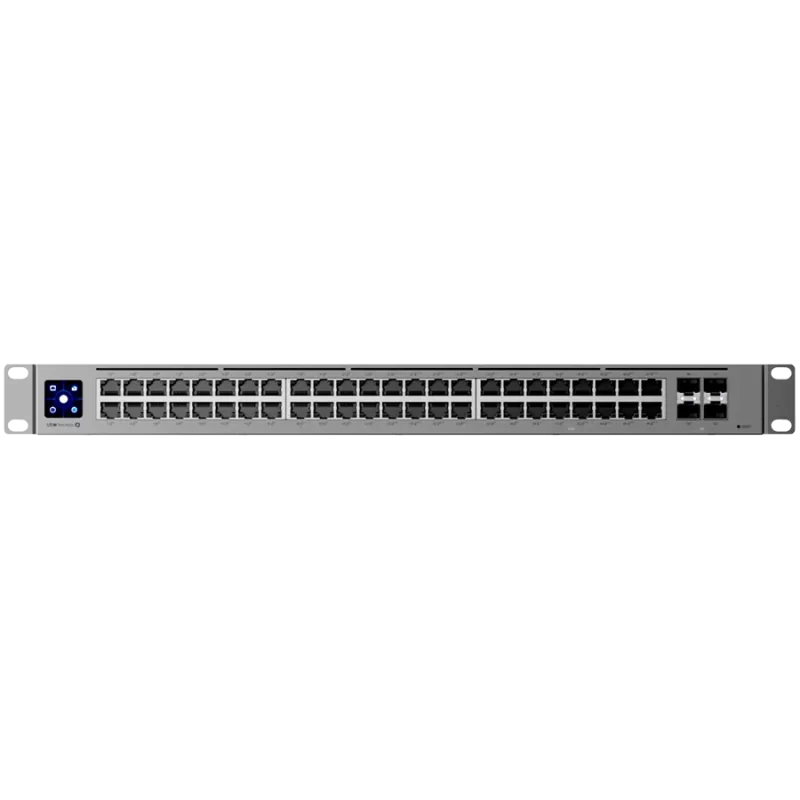 Ubiquiti 48-port, Layer 3 switch 2.5 GbE and PoE++ output, 16x 2.5 GbE ports including (8) PoE+ and (8) PoE++, 32x GbE ports inc