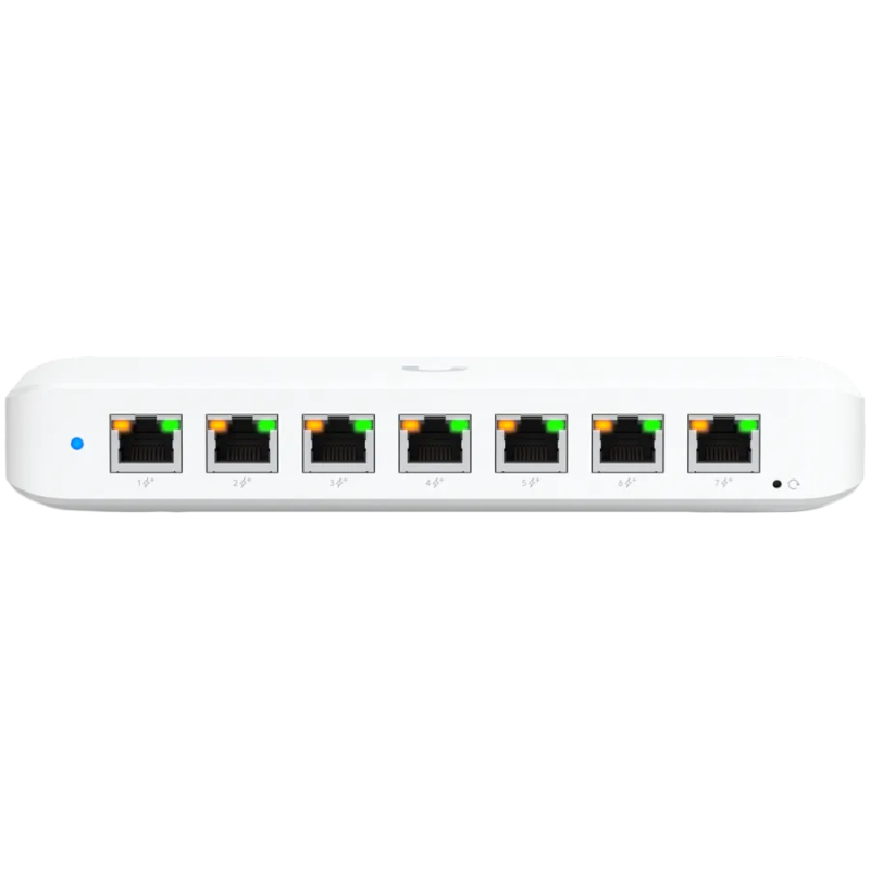 Ubiquiti USW-Ultra-210W-EU compact, Layer 2, 8-port GbE PoE switch with versatile mounting options, 7x GbE PoE+ output ports, Gb
