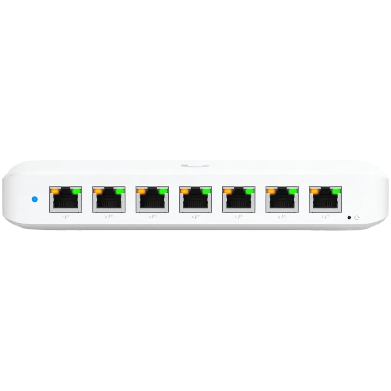 Ubiquiti USW-Ultra-210W-EU compact, Layer 2, 8-port GbE PoE switch with versatile mounting options, 7x GbE PoE+ output ports, Gb
