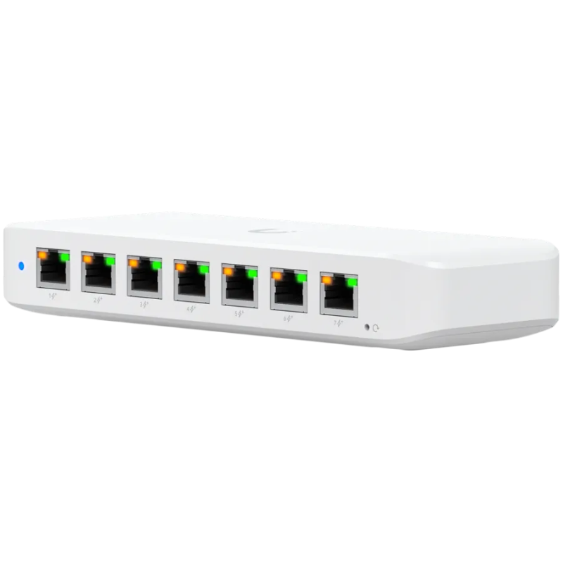 Ubiquiti USW-Ultra-210W-EU compact, Layer 2, 8-port GbE PoE switch with versatile mounting options, 7x GbE PoE+ output ports, Gb