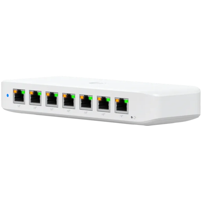 Ubiquiti USW-Ultra-210W-EU compact, Layer 2, 8-port GbE PoE switch with versatile mounting options, 7x GbE PoE+ output ports, Gb