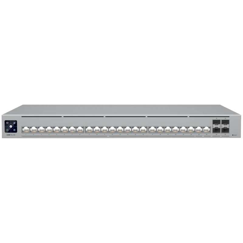Ubiquiti Layer 3 Etherlighting USW-PRO-HD-24-POE-EU (22) 2.5 GbE, (2) 10 GbE PoE++ ports, (4) 10G SFP+ ports, DC power backup re