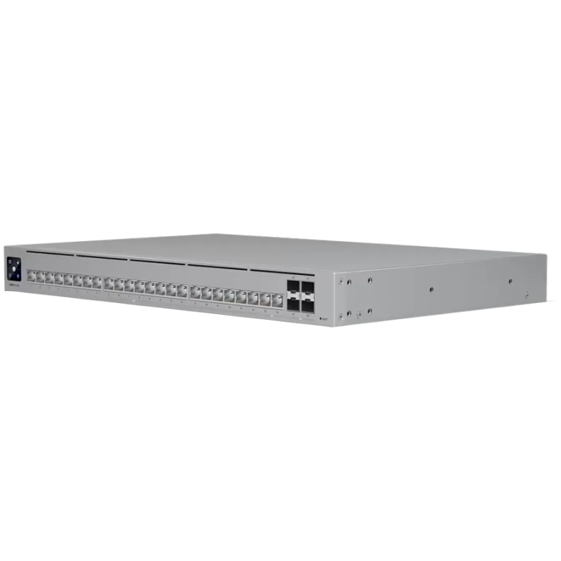 Ubiquiti Layer 3 Etherlighting switch USW-PRO-HD-24-EU, (22) 2.5 GbE, (2) 10 GbE ports, (4) 10G SFP+ ports. DC power backup read