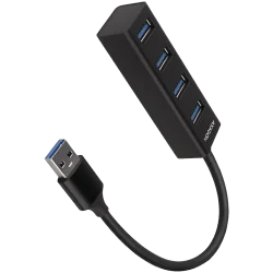 AXAGON HUE-M1A 4x USB3.2 Gen 1 MINI hub, metal, 20cm USB-A cable - 1