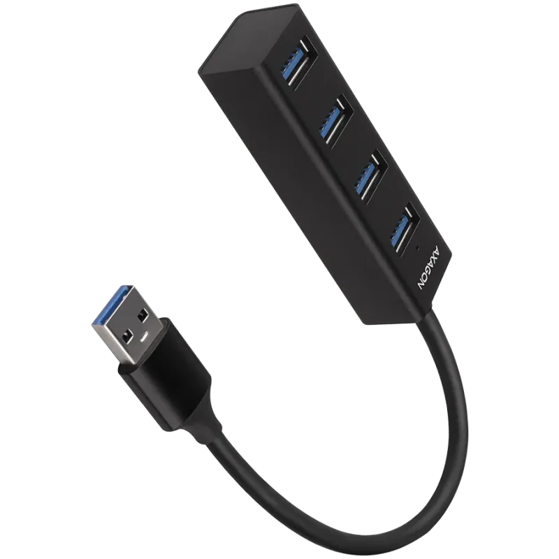 AXAGON HUE-M1A 4x USB3.2 Gen 1 MINI hub, metal, 20cm USB-A cable - 1