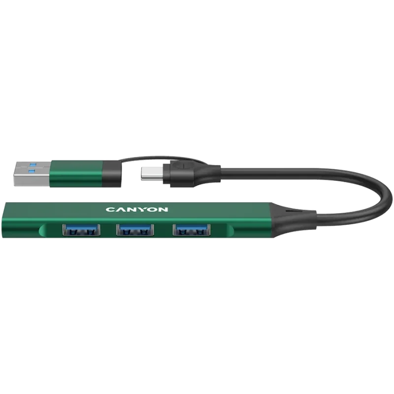CANYON hub DS-02 4in1 USB-A/C Green - 1
