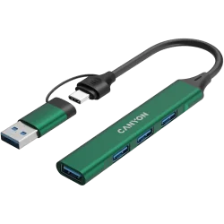 CANYON hub DS-02 4in1 USB-A/C Green - 3