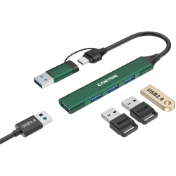 CANYON hub DS-02 4in1 USB-A/C Green - 4