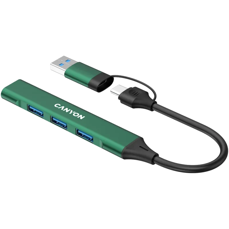 CANYON hub DS-02 4in1 USB-A/C Green - 1