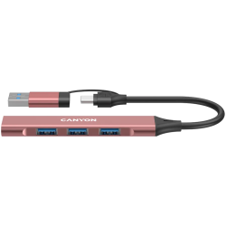 CANYON hub DS-02 4in1 USB-A/C Pink - 1