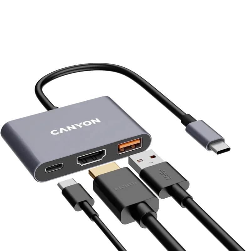 CANYON hub DS-4 3in1 USB-C Grey - 1