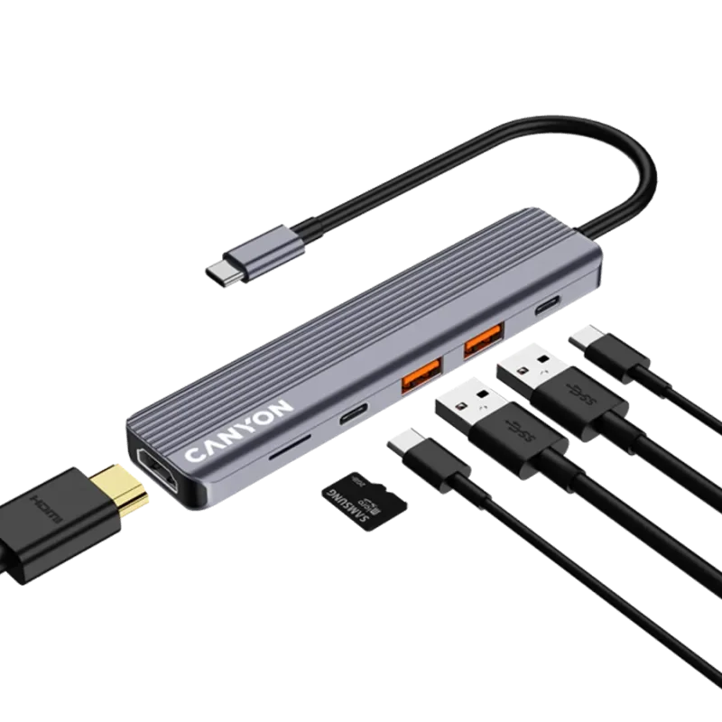 CANYON hub DS-17 6in1 4k USB-C Grey - 1