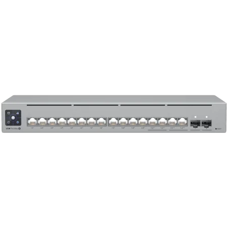 Ubiquiti 16-port, Layer 3 Etherlighting switch with 2.5 GbE, PoE++ output, and versatile mounting options, 4x 2.5 GbE PoE++ port