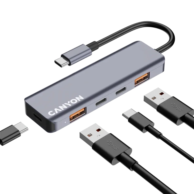 CANYON hub DS-18 5in1 USB-C Grey - 1