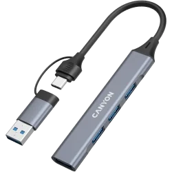 CANYON hub DS-02 4in1 USB-A/C Grey - 2